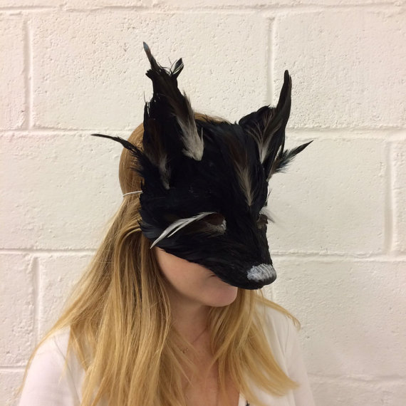 Luxury Black Feather Fox Mask - Bespoke 